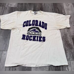 Vintage Colorado Rockies 90’s Spell Out Single Stitch Vtg T-Shirt READ XL
